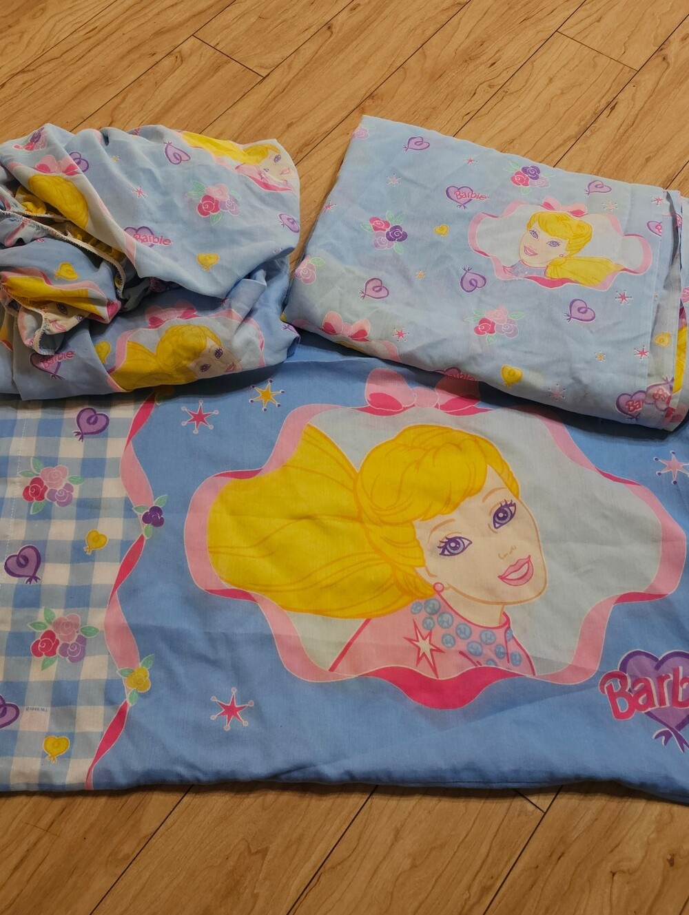 Vintage Barbie Twin Size Fitted & Flat Bedsheet Set w Pillow Case Dan River 1996